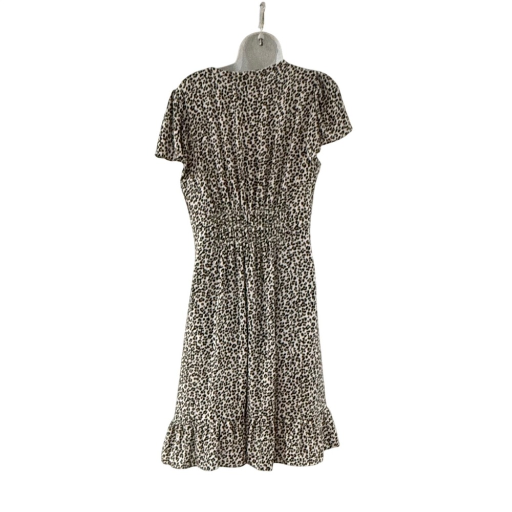 Talbots Leopard Print Ruffle Hem Midi Dress Womens 12 Classic Business Casual - Picture 3 of 10